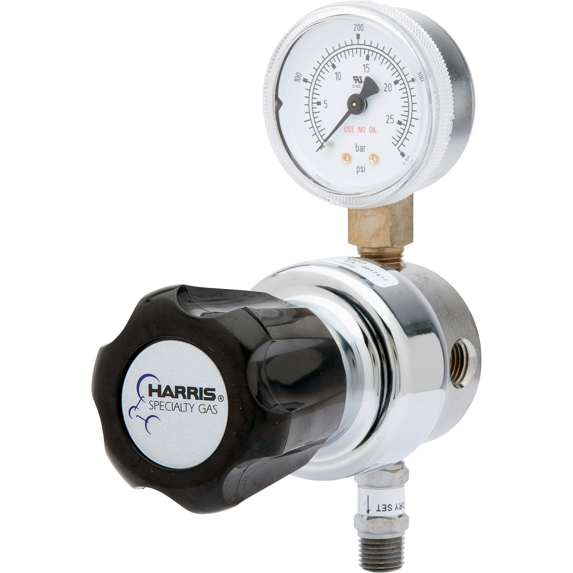 Harris HP703-250 Chrome-Plated Two-Stage Cylinder Regulator, for Non-Corrosive Gas, 400 Max. PSI, Model# 703250000D